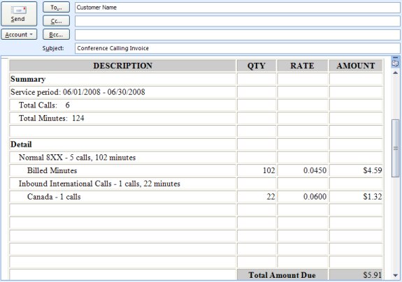 Conference Invoice Cost Section