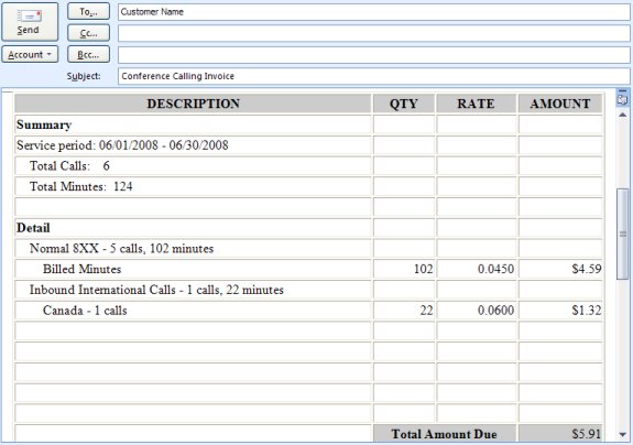 Conference Invoice Cost Section
